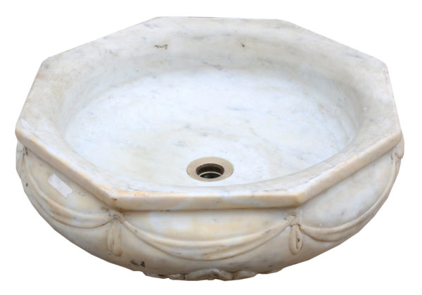 An Antique English Carved Marble Basin
