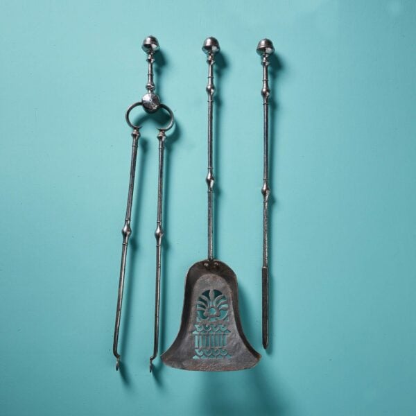 Set of George III Polished Steel Fire Tools