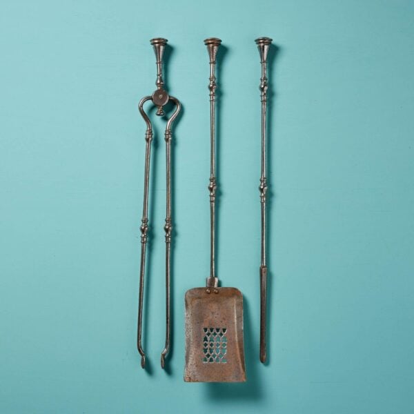 Set of Early 19th Century Polished Steel Fire Tools