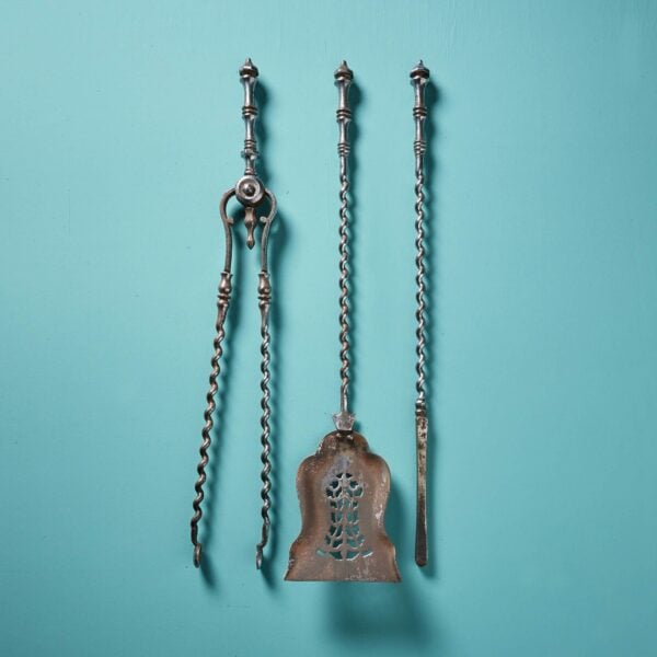 Set of English Georgian Polished Steel Fire Tools