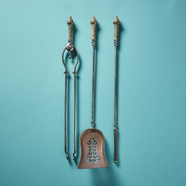 Set of 3 Antique Georgian Polished Steel Fire Tools