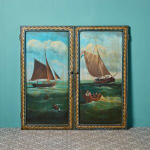 Set of Hand Painted Cupboard Doors Depicting A Maritime Scene