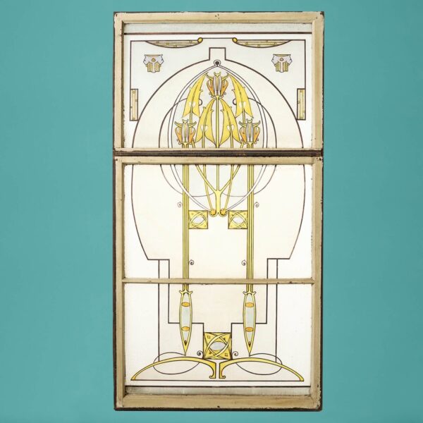 0_19730 Antique Mackintosh Art Nouveau Style Stained Glass Window