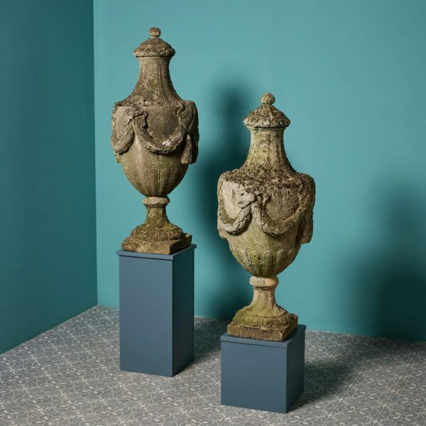 Large Pair of Coade Style Urns