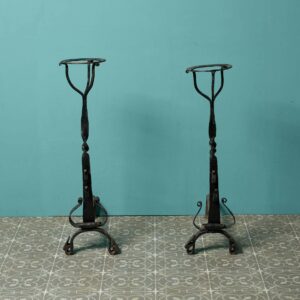 Pair of Reclaimed Georgian Style Wrought Iron Fire Dogs
