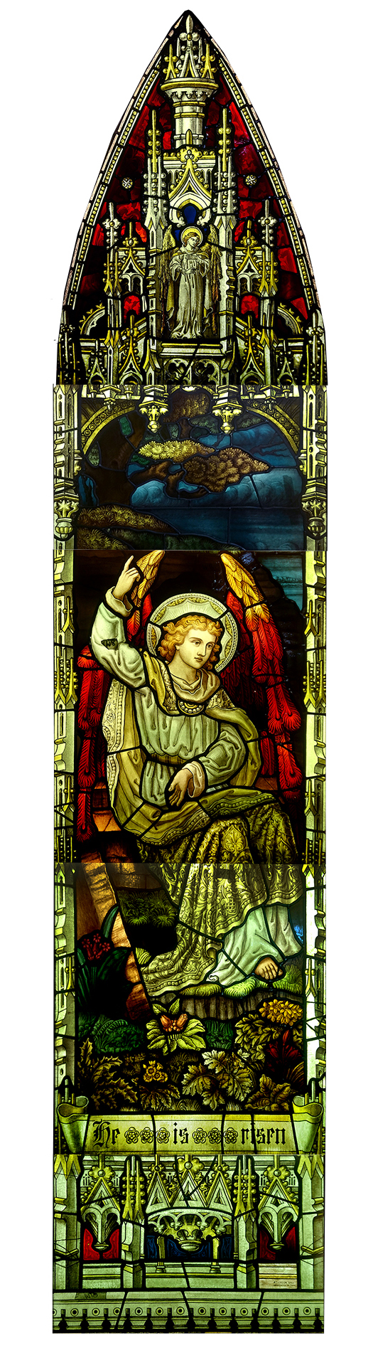Private: Antique Stained Glass Window Depicting An Angel
