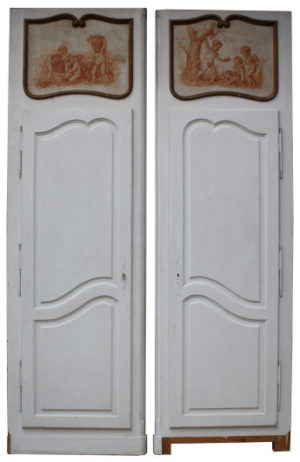 Two Reclaimed Hand Painted Cupboard Doors