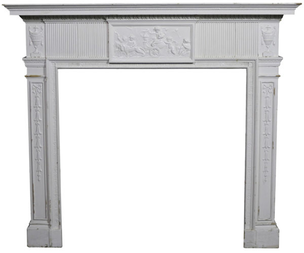 A Painted Antique Pine and Composition Fire Surround