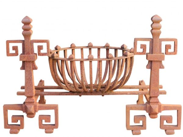 An Antique English Wrought Iron Fire Basket