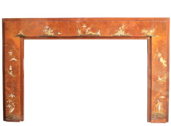 An Antique English Chinoiserie or Japanned Fire Surround