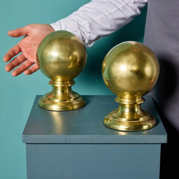 Pair of Antique English Brass Ball Finials