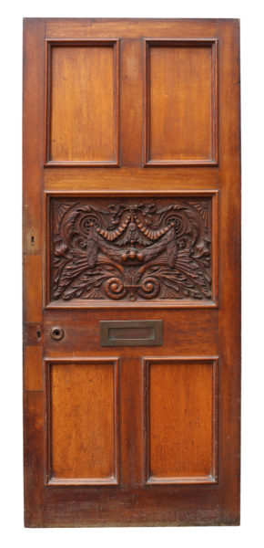 A Victorian Carved Oak Front or Exterior Door