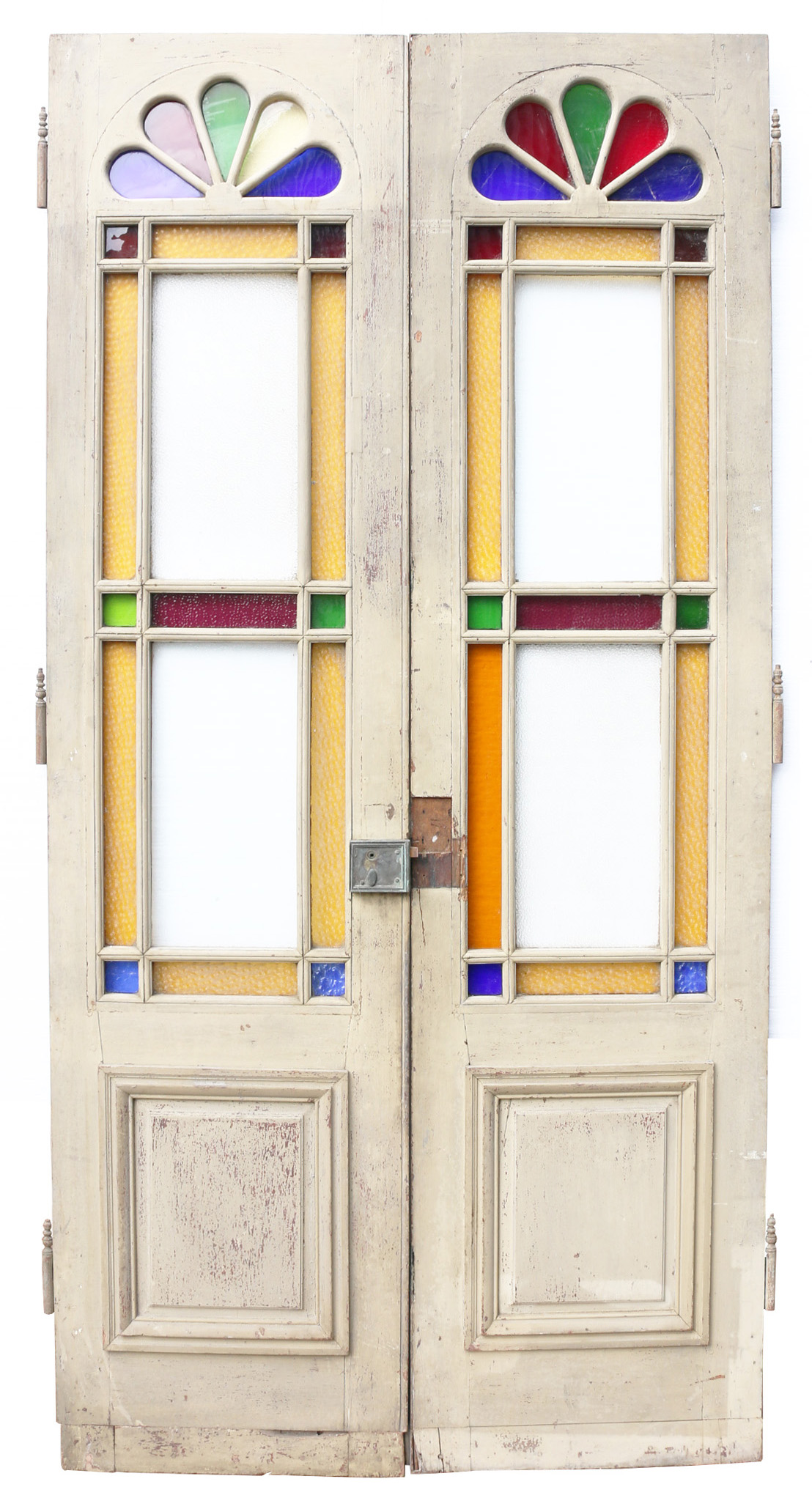 A Set Of Antique Interior Stained Glass Double Doors Uk Heritage