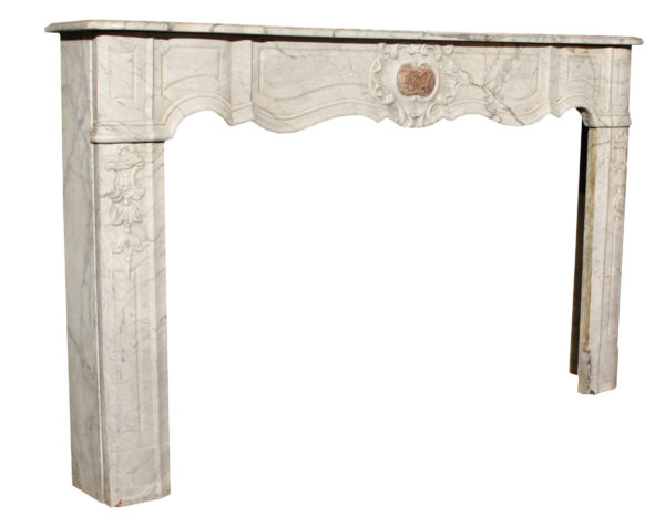 Antique French Louis XV Style Carrara Marble Fireplace