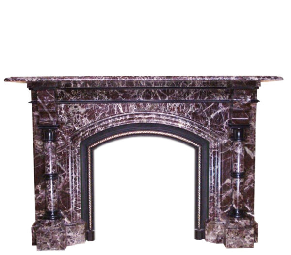An Antique Red Levanto Marble Fireplace