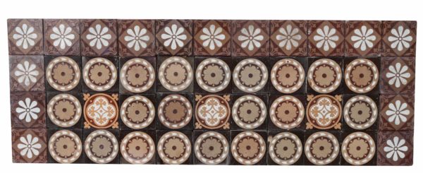 A Set of 44 Antique Glazed Ceramic Tiles