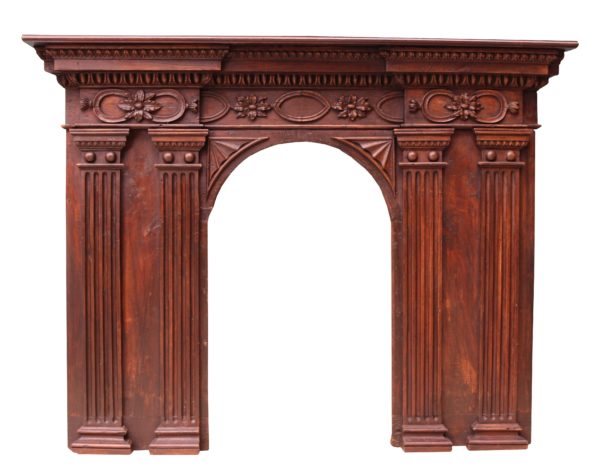 Antique French Walnut and Oak Fire Surround