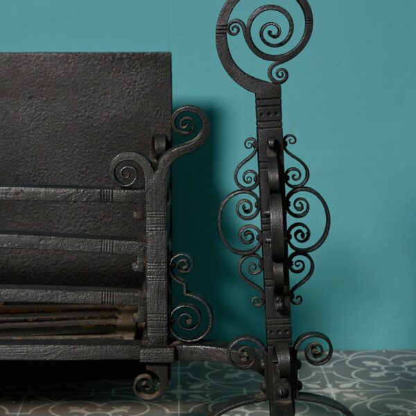 Antique Arts & Crafts Wrought Iron Fire Grate