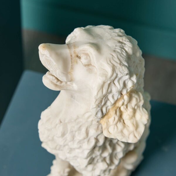 Pair of Antique 19th Century Alabaster Poodles