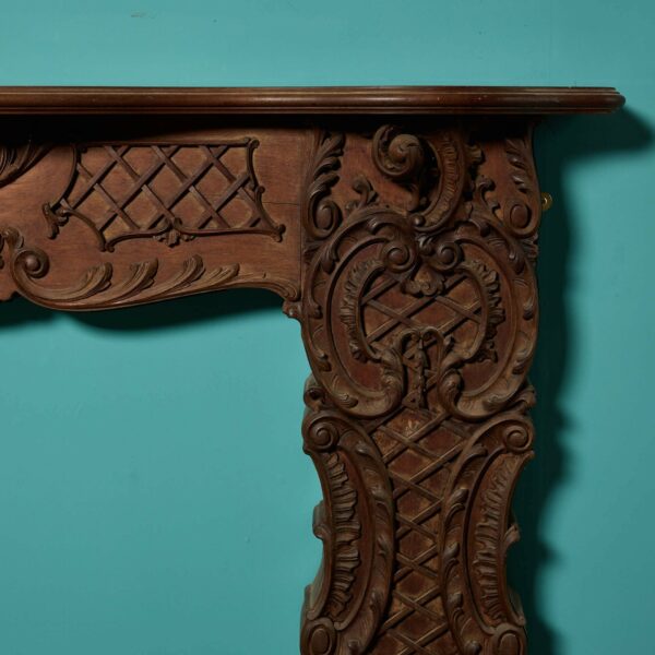 Antique Rococo Style Carved Mahogany Fire Surround