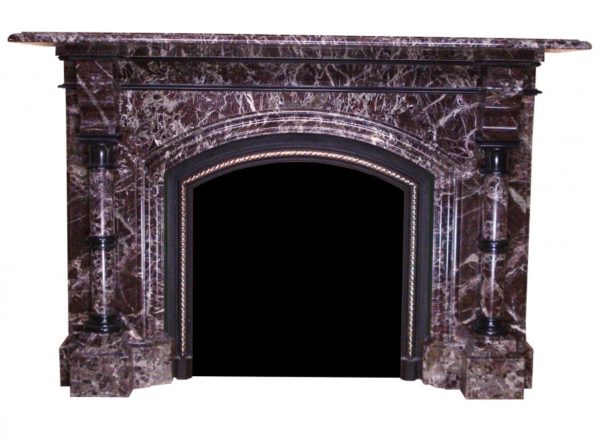An Antique Red Levanto Marble Fireplace