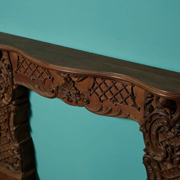 Antique Rococo Style Carved Mahogany Fire Surround