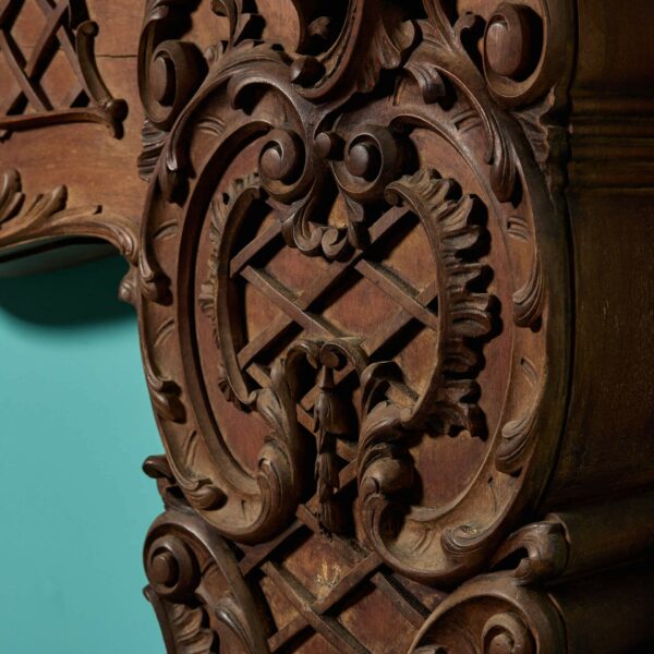 Antique Rococo Style Carved Mahogany Fire Surround