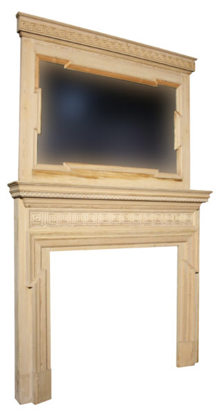 A Large Antique Carved Wooden Fireplace