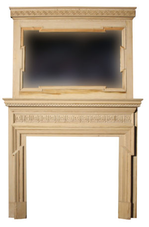 A Large Antique Carved Wooden Fireplace