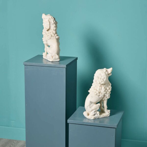 Pair of Antique 19th Century Alabaster Poodles