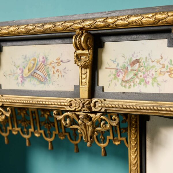 Antique Tiled Fireplace Insert with Ormolu Decoration