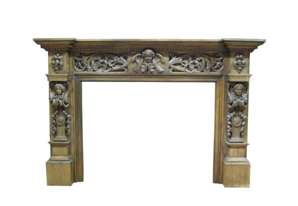 A Large and Imposing English Antique Oak Chimneypiece
