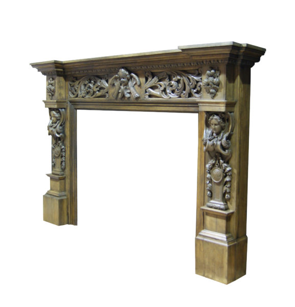 A Large and Imposing English Antique Oak Chimneypiece
