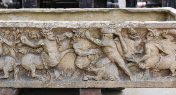 Classical Greek / Roman Style Sarcophagus Depicting a Battle Scene