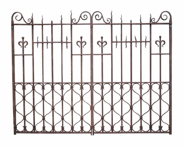 Pair of Reclaimed English Wrought Iron Driveway Gates