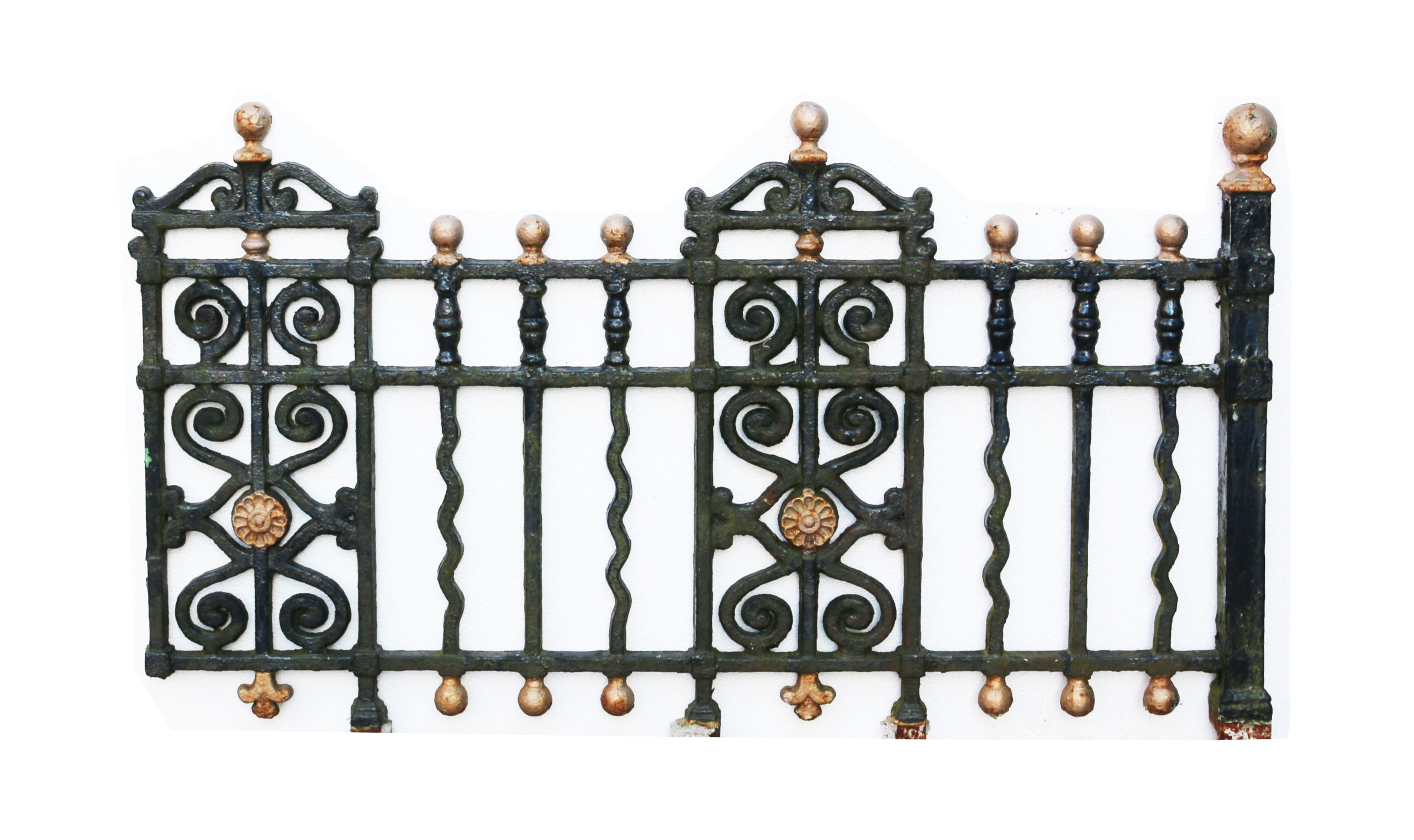 An Antique Cast Iron Gate with Posts and 12.5 Meters of ...