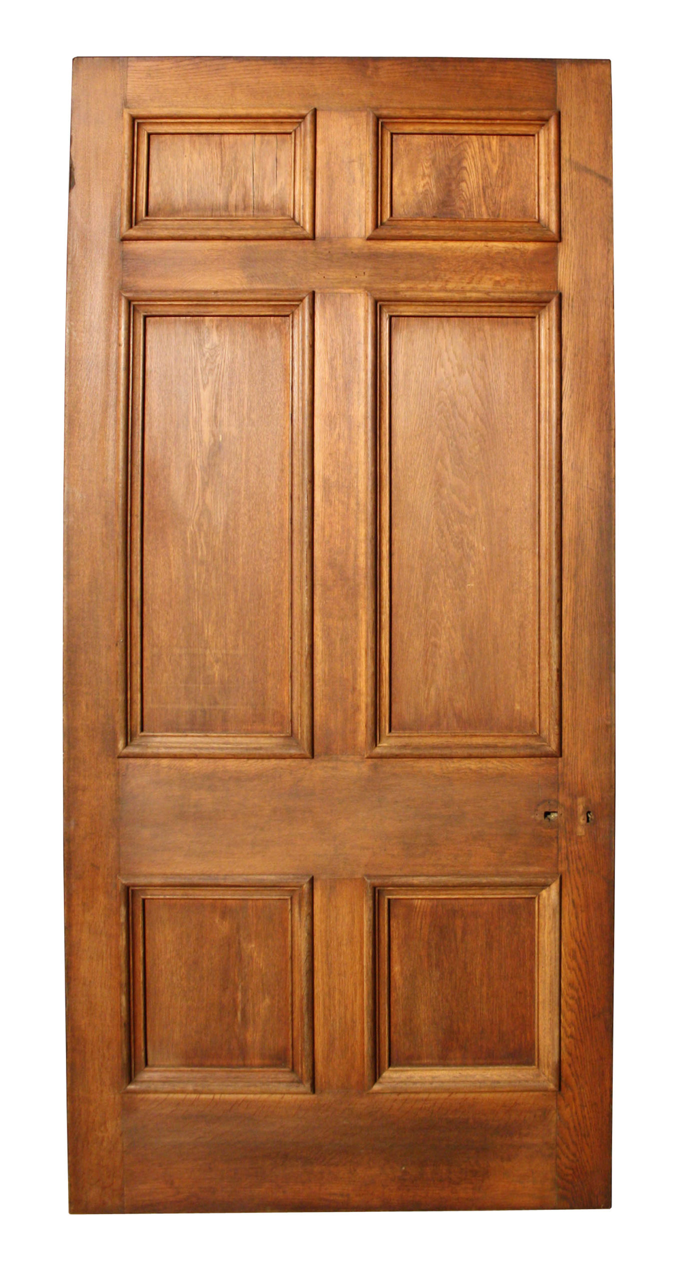 A Large Reclaimed Oak Six Panel Door with Marquetry Panels - UK Heritage