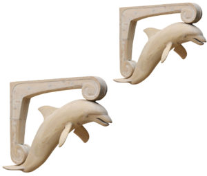 Pair of Antique Carved Dolphin Brackets