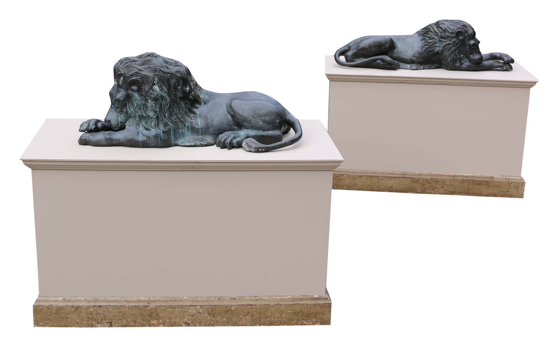 A Pair of Bronze Lions in The Manner of Antonio Canova - UK Heritage