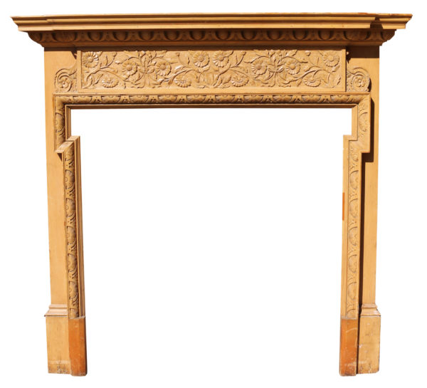 A Victorian Arts & Crafts Carved Pine Fire Surround