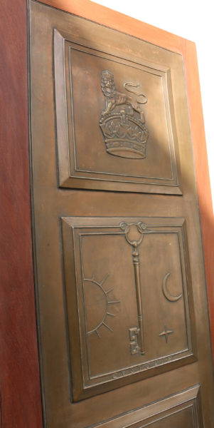 Pair of Antique Mahogany and Bronze Doors