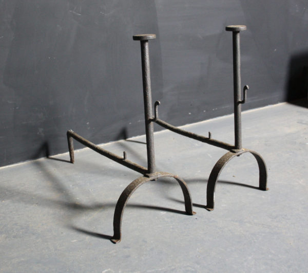 A Pair of Antique Wrought Iron Fire Dogs