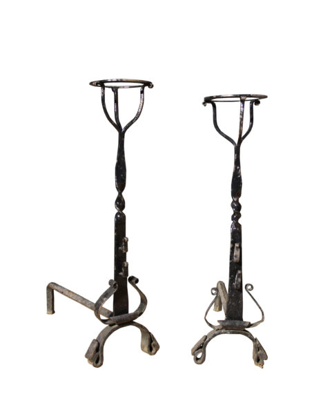 A Pair Reclaimed Wrought Iron Fire Dogs