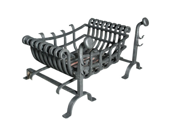 A Very Large Reclaimed Iron Dog Basket or Fire Grate