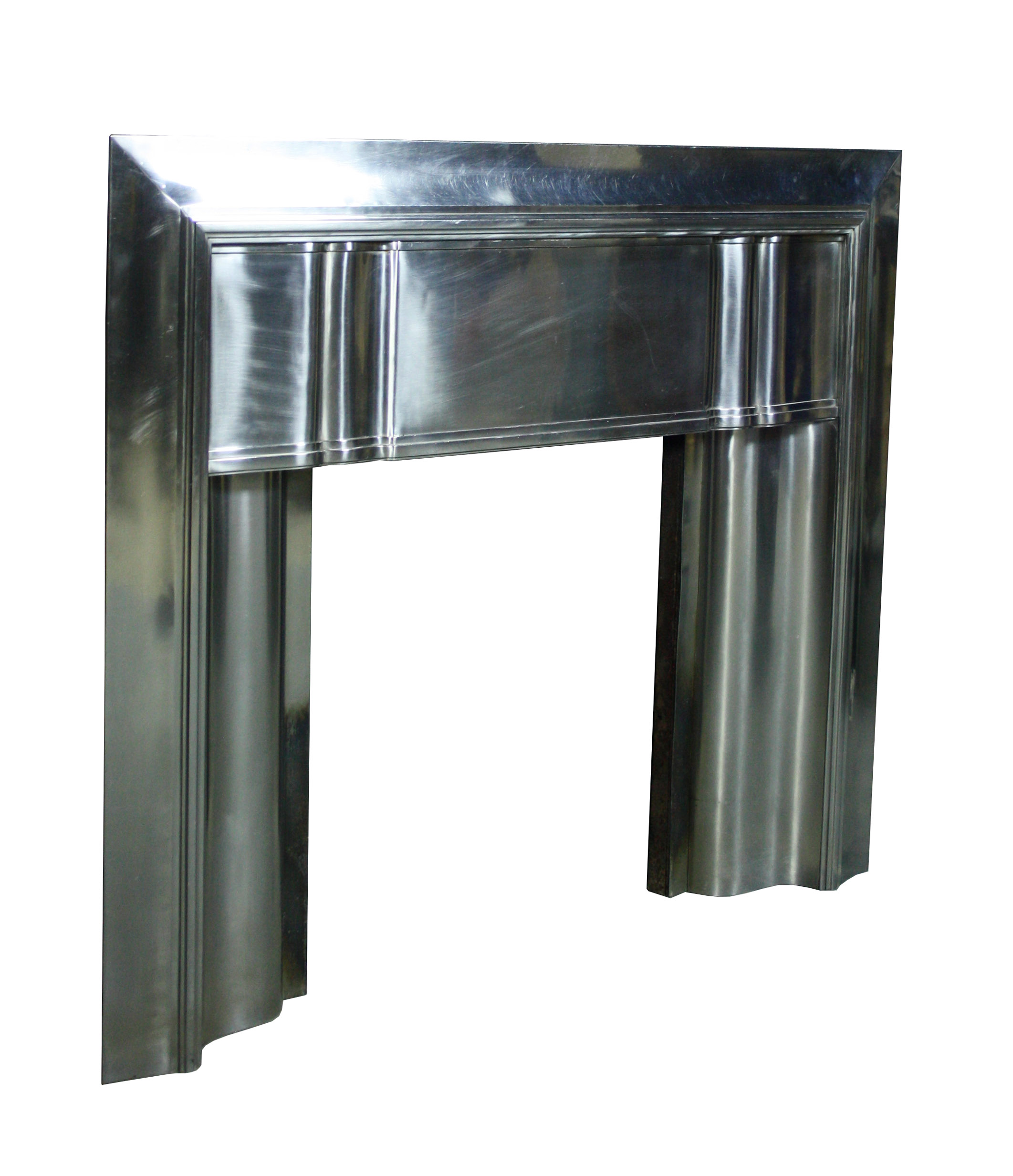 An Original Art Deco Stainless Steel, Stainless Steel Fire Surround