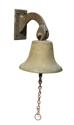 An Antique Bronze Bell with Mounting Bracket