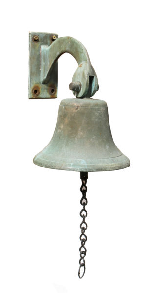 An Antique Bronze Bell with Mounting Bracket