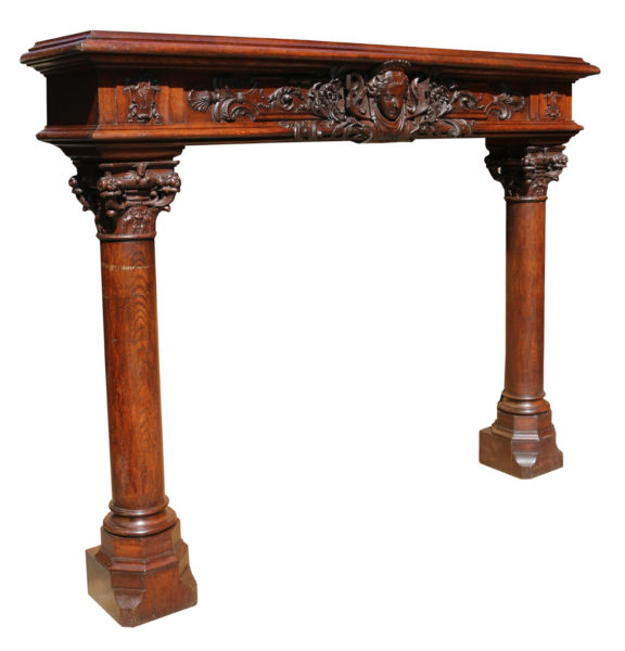 Large French Renaissance Carved Oak Fire Surround