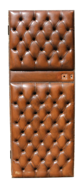 Antique English Brown Leather Chesterfield Door