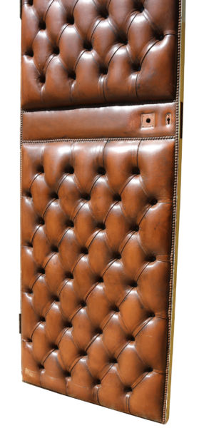 Antique English Brown Leather Chesterfield Door